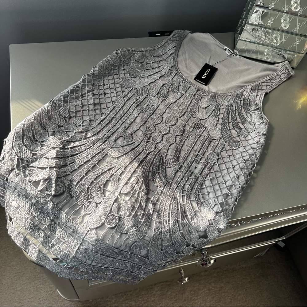 NEW w/Tags Express Silver Sequin Top - Size S
